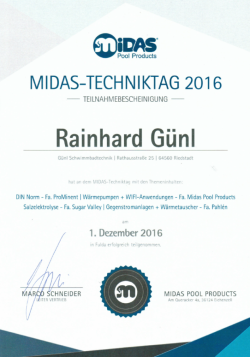 Foto: Zertifikat Midas Techniktag 2016